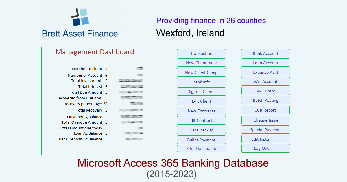 Non-Banking Financial Institutions Deposit & Loan System in Microsoft Access Database